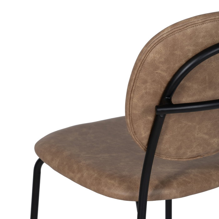 Silla Beige Pu/Metal Salón 48 X 53 X 84 cm (Set de 2)