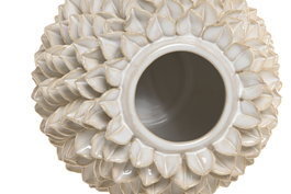 DKD Home Decor Jarrón Shabby Blanco Gres 19 x 19 x 20 cm (2 Unidades)