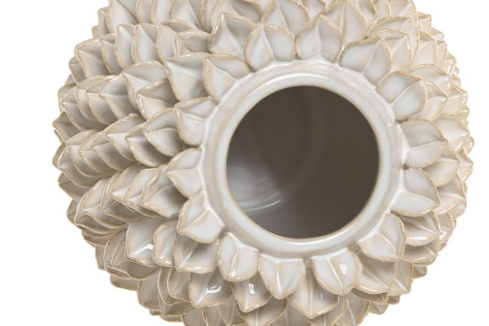 DKD Home Decor Jarrón de Gres con Diseño de Pinchos Blanco DKD Home Decor Jarrón de Gres con Diseño de Pinchos Blanco