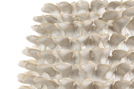 DKD Home Decor Jarrón de Gres con Diseño de Pinchos Blanco
