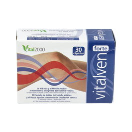 VITAL 2000 Vitalven Forte - 30 Cápsulas - Complemento para la Salud Venosa y Circulación con Castaño de Indias, Vid Roja y Vitamina C