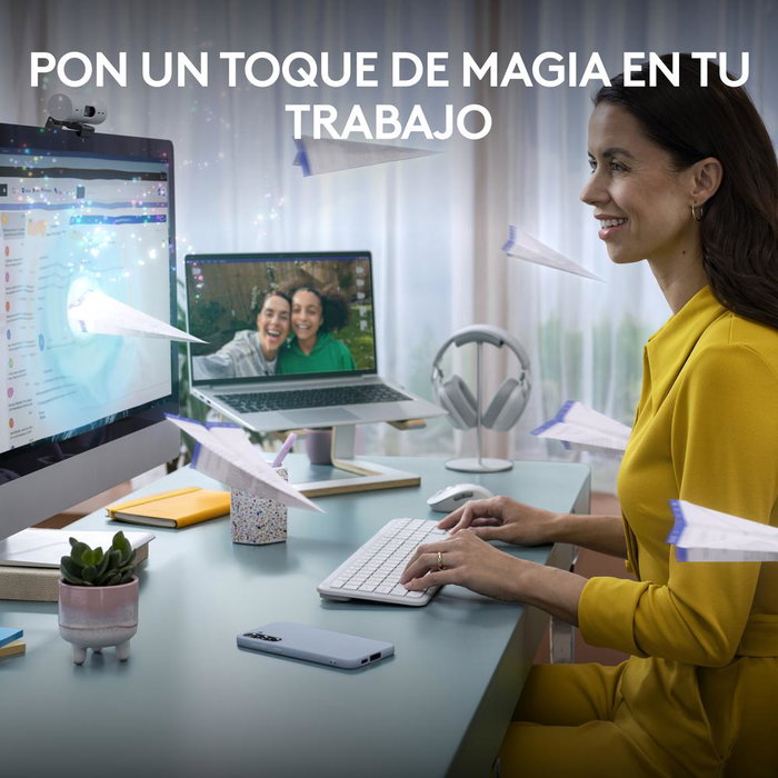 Logitech MK950 Combo Teclado + Ratón Inalámbrico, Signature Slim K950 y M750, Blanco, Easy-Switch para 3 Dispositivos, Bluetooth/Logi Bolt, Reciclado