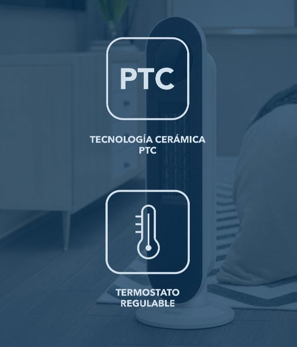 DAEWOO Calefactor cerámico PTC de torre 2000W blanco y negro