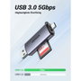 Ugreen 50706 Lector de Tarjetas 2 en 1 USB Tipo C y USB 3.0 Plata