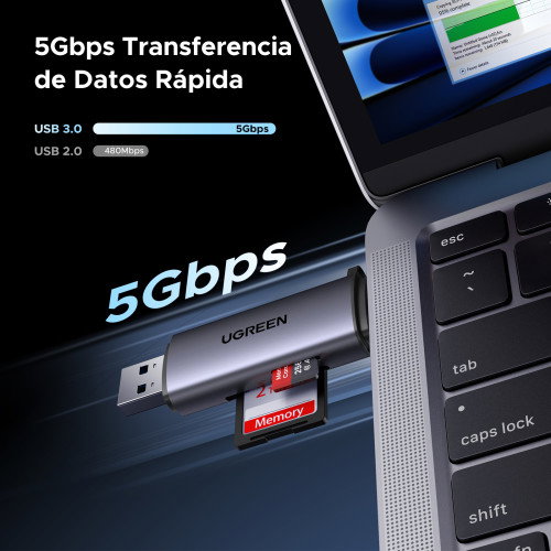 UGREEN 50706 Lector de Tarjetas USB/Micro-USB Doble SD/Micro SD, Plata UGREEN 50706 Lector de Tarjetas USB/Micro-USB Doble SD/Micro SD, Plata