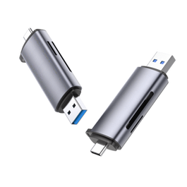 UGREEN 50706 Lector de Tarjetas USB/Micro-USB Doble SD/Micro SD, Plata