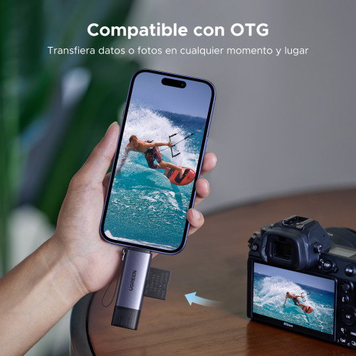 UGREEN 50706 Lector de Tarjetas USB/Micro-USB Doble SD/Micro SD, Plata UGREEN 50706 Lector de Tarjetas USB/Micro-USB Doble SD/Micro SD, Plata