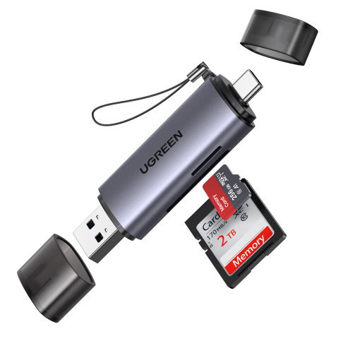 UGREEN 50706 Lector de Tarjetas USB/Micro-USB Doble SD/Micro SD, Plata UGREEN 50706 Lector de Tarjetas USB/Micro-USB Doble SD/Micro SD, Plata