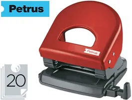 Petrus Taladrador 62 Rojo Capacidad 20 Hojas - Taladro de Metal Resistente de 2 Agujeros, Capacidad hasta 30 Hojas, Robusto y Fiable