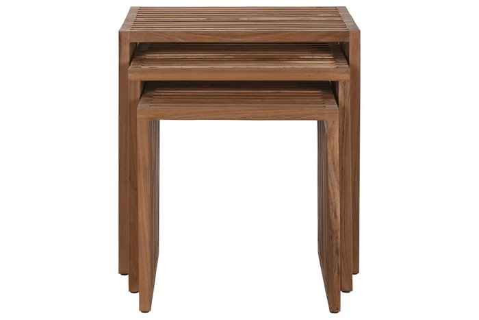 DKD Home Decor Set de 3 Mesitas Auxiliares de Teca Natural