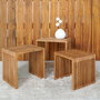 DKD Home Decor Set de 3 Mesitas Auxiliares de Teca Natural