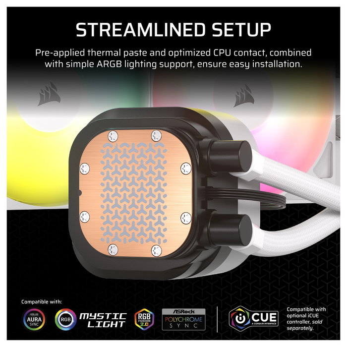 Corsair Nautilus 240 RS ARGB - Kit de Refrigeración Líquida AIO 240mm RGB Negro con Ventiladores PWM de 2100 RPM, Compatible con LGA 1700, AM4, AM5