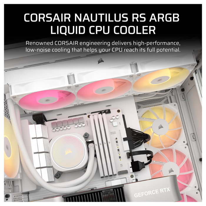 Corsair Nautilus 240 RS ARGB - Kit de Refrigeración Líquida AIO 240mm RGB Negro con Ventiladores PWM de 2100 RPM, Compatible con LGA 1700, AM4, AM5
