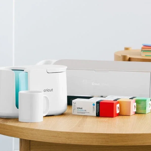 Cricut Juego de 2 Tazas de Cerámica Blanco 340 ml (2007821) - Apto Microondas y Lavavajillas