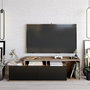 Hanah Home Soporte TV Nexera Nogal y Negro 149.8cm Ancho x 42.9cm Alto x 35.3cm Profundidad con Múltiples Estantes