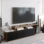 Hanah Home Soporte TV Nexera Nogal y Negro 149.8cm Ancho x 42.9cm Alto x 35.3cm Profundidad con Múltiples Estantes