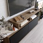 Hanah Home Soporte TV Nexera Nogal y Negro 149.8cm Ancho x 42.9cm Alto x 35.3cm Profundidad con Múltiples Estantes