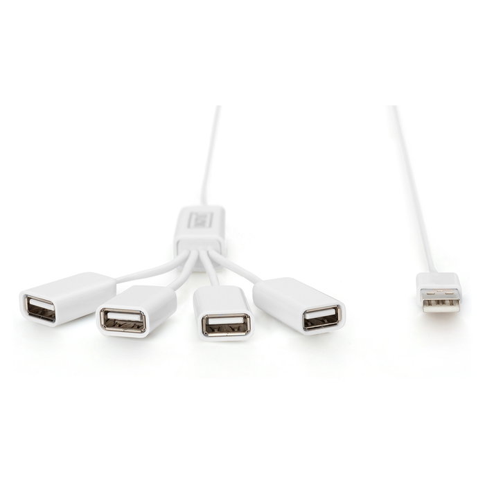 Digitus Hub USB 4 Puertos 2.0 -> 4xA2.0 Cable Integrado Blanco