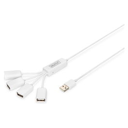 Digitus Hub USB 4 Puertos 2.0 -> 4xA2.0 Cable Integrado Blanco