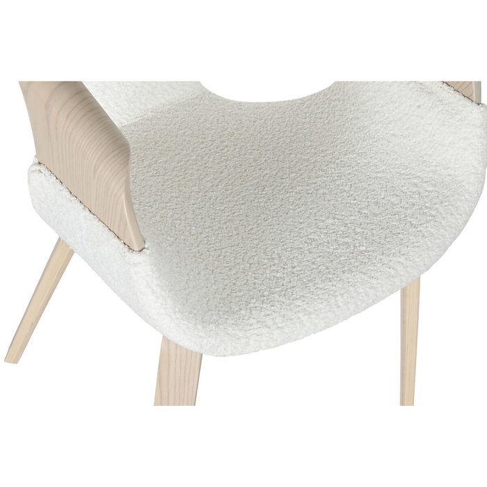 DKD Home Decor Silla de Madera y Poliéster Blanca