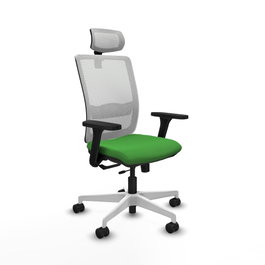 PIQUERAS Y CRESPO Silla de oficina Haches con mecanismo Sincro/Traslack, Verde y Blanco