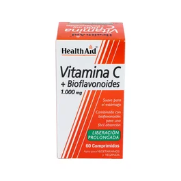 HEALTH AID Vitamina C + Bioflavonoides 1000 mg con Escaramujo y Acerola - 60 Comprimidos - Suplemento Vegano