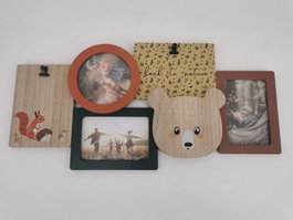 DKD Home Decor Marco Multifoto Multicolor Animales del Bosque 56,5x28x2 cm