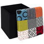 Home Deco Factory Caja-Puf Plegable Patchwork Colección Essentiel 38x38x38 cm Almacenamiento Banco Resistente