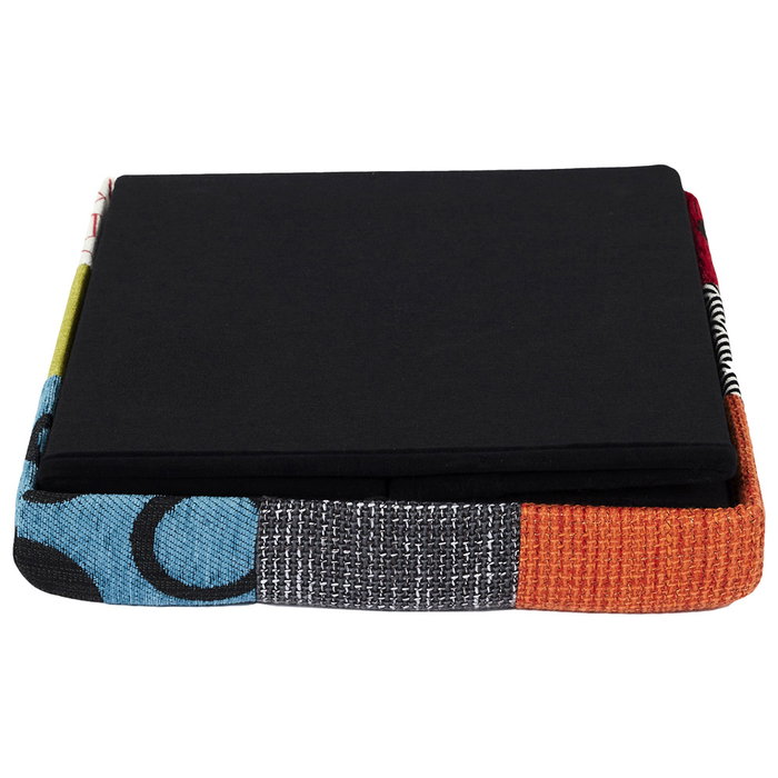 Home Deco Factory Caja-Puf Plegable Patchwork Colección Essentiel 38x38x38 cm Almacenamiento Banco Resistente