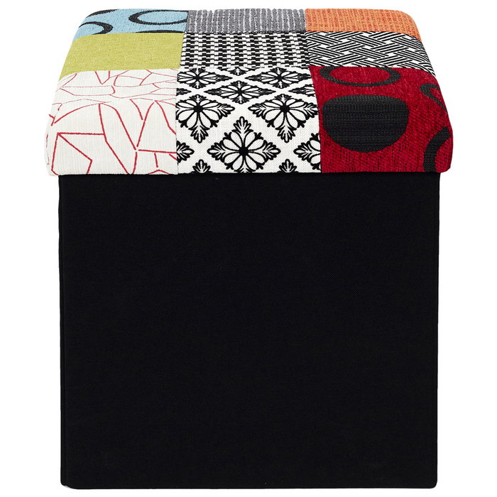 Home Deco Factory Caja-Puf Plegable Patchwork Colección Essentiel 38x38x38 cm Almacenamiento Banco Resistente