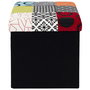 Home Deco Factory Caja-Puf Plegable Patchwork Colección Essentiel 38x38x38 cm Almacenamiento Banco Resistente