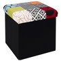 Home Deco Factory Caja-Puf Plegable Patchwork Colección Essentiel 38x38x38 cm Almacenamiento Banco Resistente
