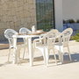 Shaf Mesa Ovalada Cancún Blanco Resina Exterior 140x80x73 cm Sombrilla