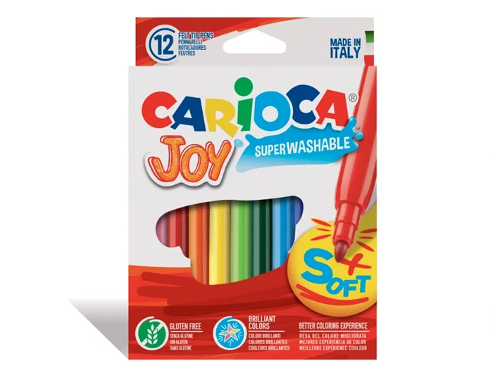 Carioca Rotulador Joy Caja de 12 Unidades Colores Surtidos Punta Fina Lavable Sin Gluten