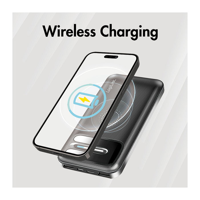 LogiLink Mobile Power Bank 8.000 mAh con carga inalámbrica, negro