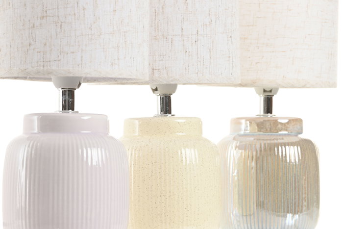 DKD Home Decor Lámpara de sobremesa de gres y poliéster surtida