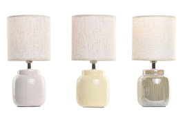 DKD Home Decor Lámpara de sobremesa de gres y poliéster surtida