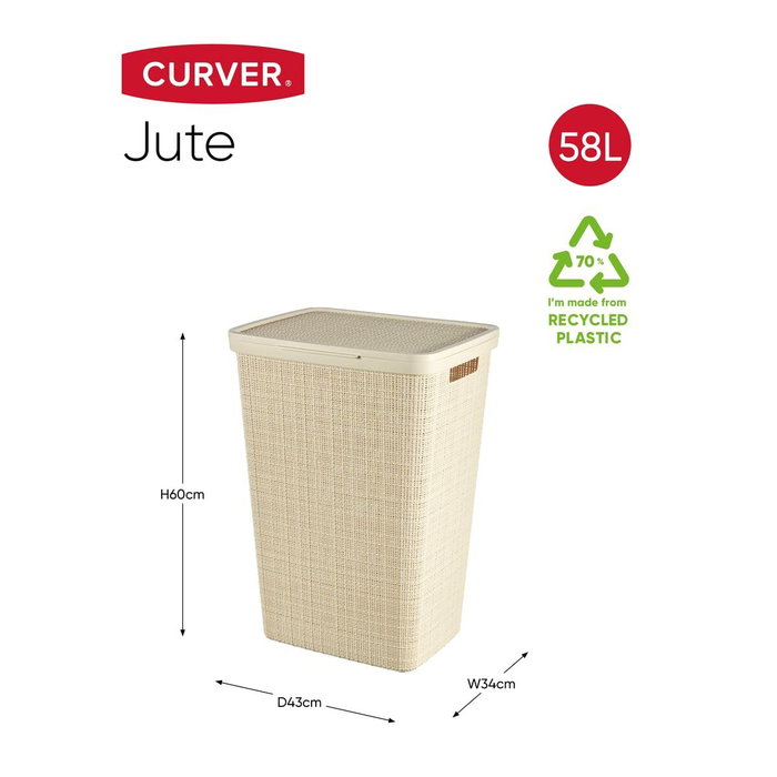 Curver Cofre de lavandería de yute 58 L - Beige