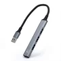 Ewent EW1144 Hub USB 3.2 Gen 1 Type-A Slim de 4 puertos (1x USB 3.2 5Gbps + 3x USB 2.0) Plug & Play, sin alimentación externa, color Gris y Plata