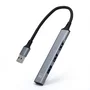 Ewent EW1144 Hub USB 3.2 Gen 1 Type-A Slim de 4 puertos (1x USB 3.2 5Gbps + 3x USB 2.0) Plug & Play, sin alimentación externa, color Gris y Plata