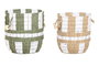 DKD Home Decor Set de 2 Cestas de Fibra 36x36x36 cm Verde y Crema