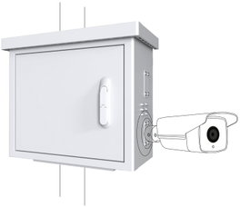 Lanview Gabinete CCTV Midi Radius para 4 cámaras Montado en Poste