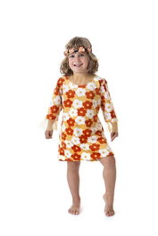 Creaciones Llopis Disfraz Infantil Hippie Flores T-3 7-9 Años Naranja