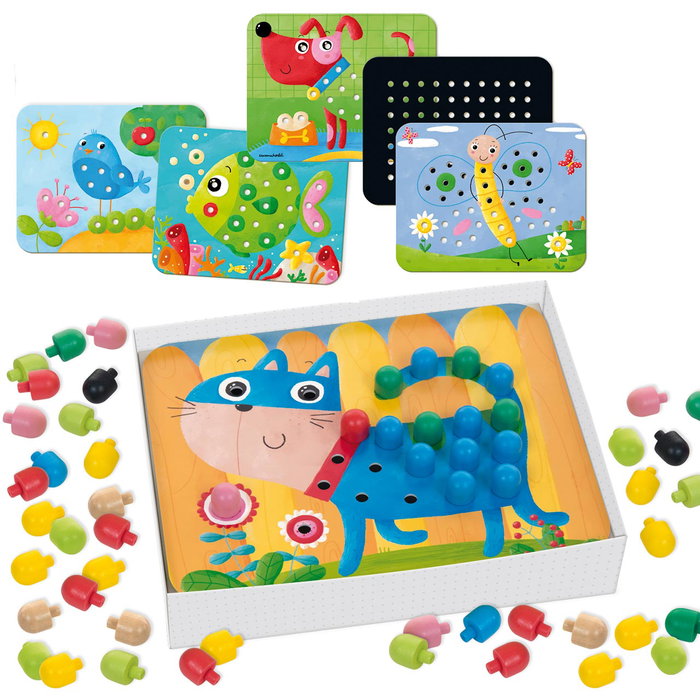 GOULA Juego Didáctico Mosaico con Pivotes y Láminas de Animales