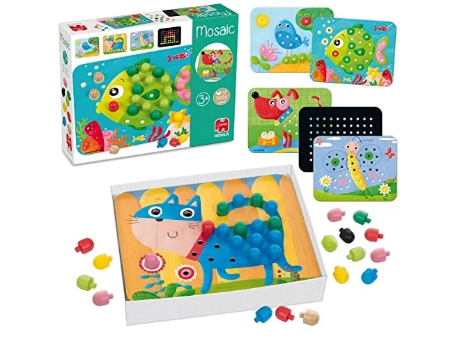 GOULA Juego Didáctico Mosaico con Pivotes y Láminas de Animales