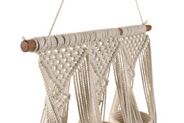 DKD Home Decor Macetero Crudo Macrame 2 x 93 x 46 cm Algodon Madera
