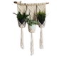 DKD Home Decor Macetero de Algodón y Madera con Macramé