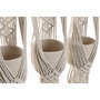 DKD Home Decor Macetero de Algodón y Madera con Macramé