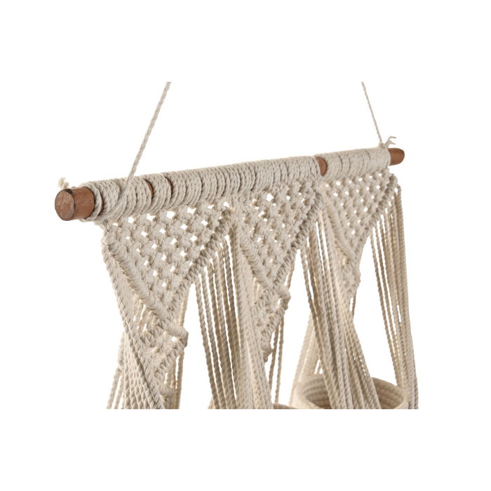 DKD Home Decor Macetero de Algodón y Madera con Macramé