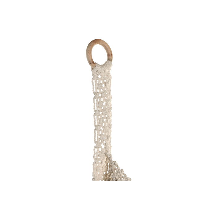 DKD Home Decor Macetero de Algodón y Madera con Macramé